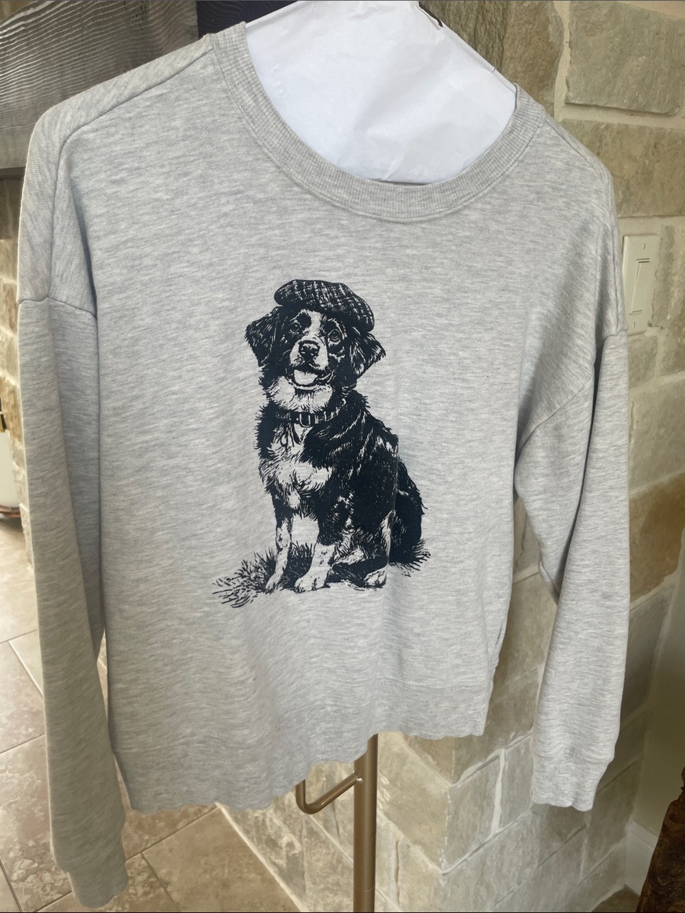 Maeve Light Gray Sweatshirt with Black Dog (Border Collie) Graphic